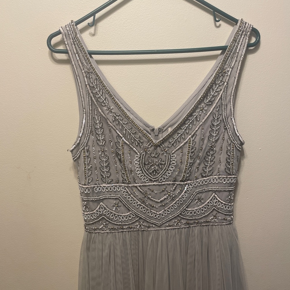 BHLDN Sterling Dress size 4 grey beaded bodice